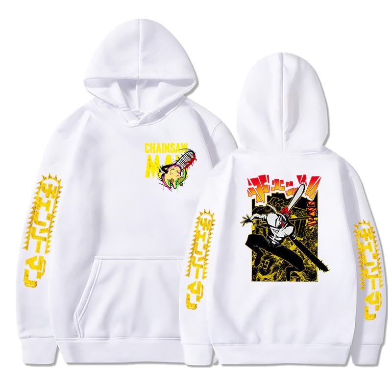 Японское аниме Человек-бензопила Харадзюку Толстовки Манга Графические Хлопковые Толстовки с Капюшоном Мультяшные Принты Пуловеры Толстовки Унисекс Уличная одежда
