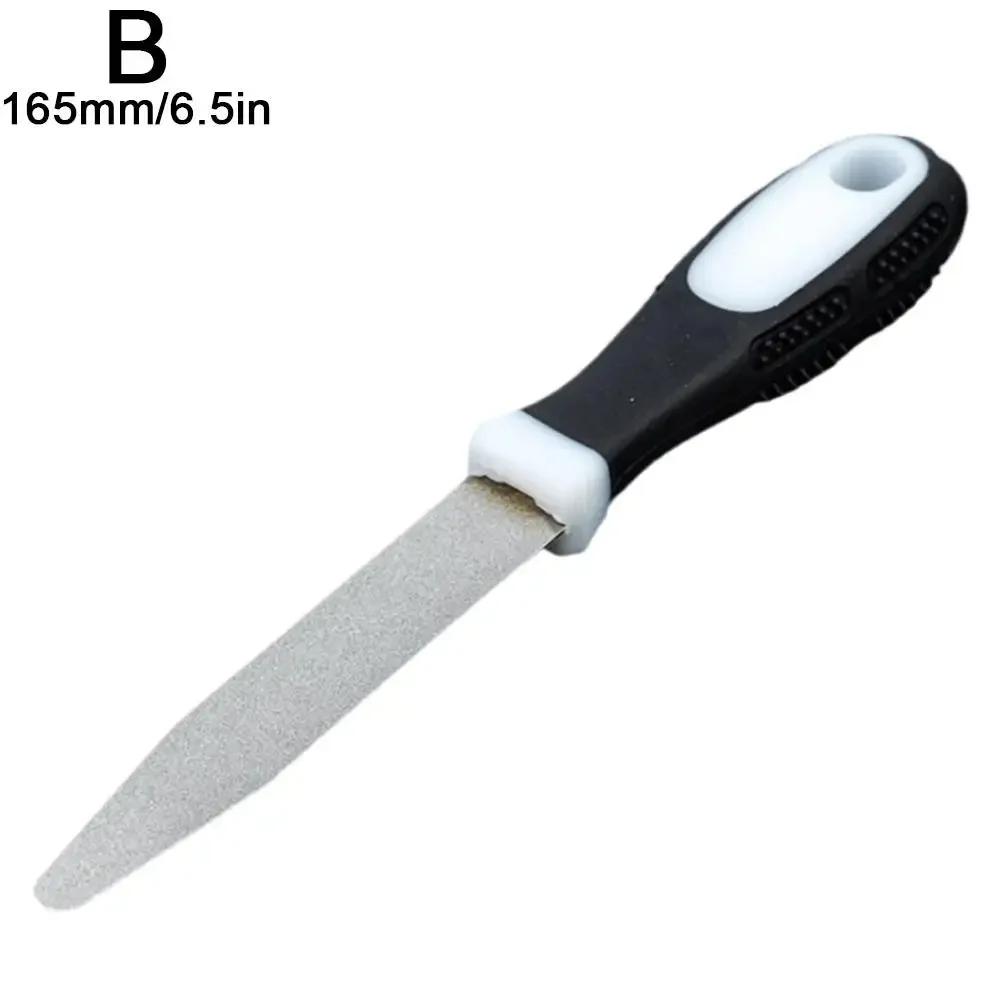 Diamond Sharpening Stone 2 Sided Flat Curved Knife Sharpener with Comfort Grip Ergonomic Handle for Chef Outdoor Hunting Knives