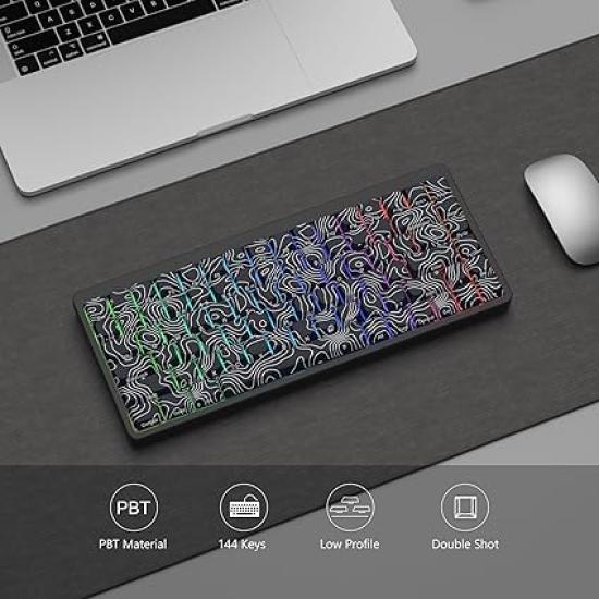 Keycaps Thin Womier Low Profile PBT Keycaps Custom Keyboard Keycaps 132 Keys for Cherry Gateron MX Switches Mechanical Keyboard Black 60% 65% 75% 80%