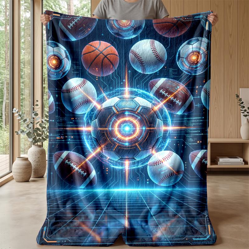 Sports Ball Fireworks Theme blanket Lightweight Warm Flannel Blanket Decorative Throw Blanket for Home Decoration