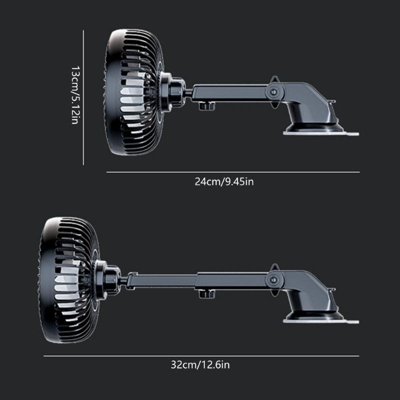 Автомобильный вентилятор на присоске, USB-питание, приборная панель, крепление на ветровое стекло, охлаждающий вентилятор, внутренний циркуляционный вентилятор, вращающийся на 360 градусов вентилятор