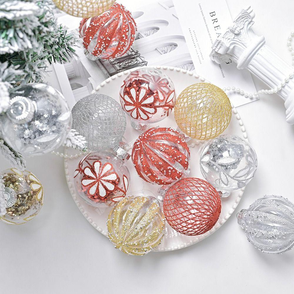 9pcs 8cm Painted Christmas Balls Pendant Christmas Tree Pendants  Home New Year Festival Gift