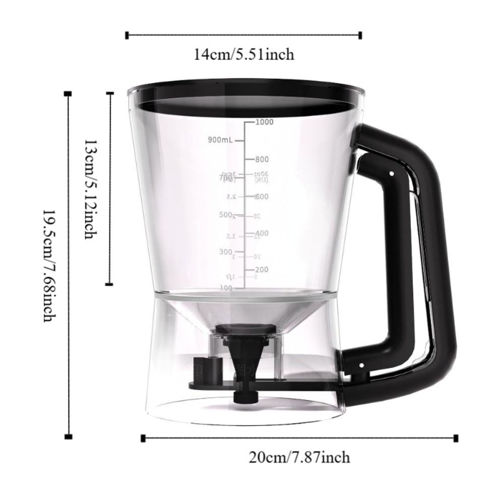 Ручной дозатор теста для блинов со шкалой, клапаном против капель, дозатор теста для кексов, точный контроль, большая вместимость