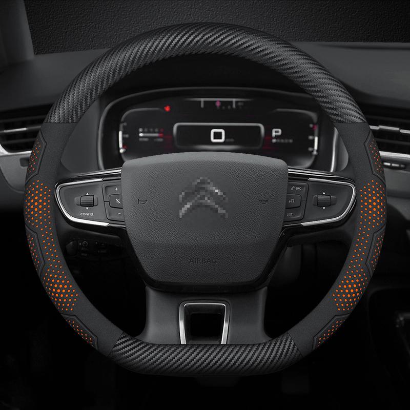 For Citroen C1 C2 C3 C4 C5 C6 VTS Xsara C-Crosser Berlingo Jumpy Carbon fiber Suede Car Steering Wheel Cover Auto Accessories