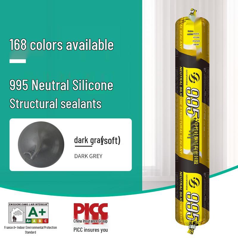 995 Structural Neutral Silicone Sealant: Weatherproof, Waterproof, Mildew-Proof for Doors, Windows, Exterior Walls - White, Black, Transparent