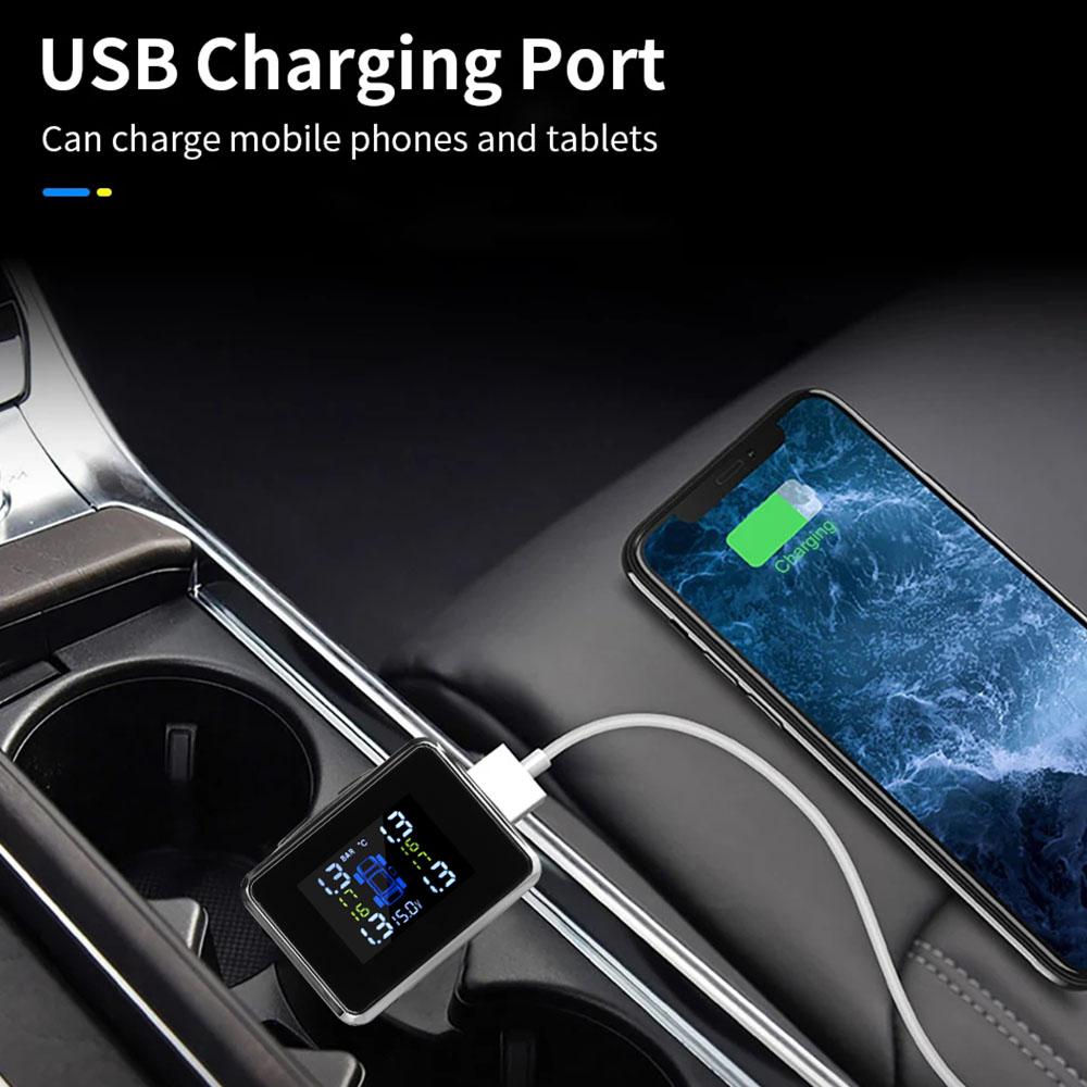 Car TPMS LCD Digital Display Tire Pressure Alarm System Auto Security Alarm Cigarette Lighter Wireless Sensors