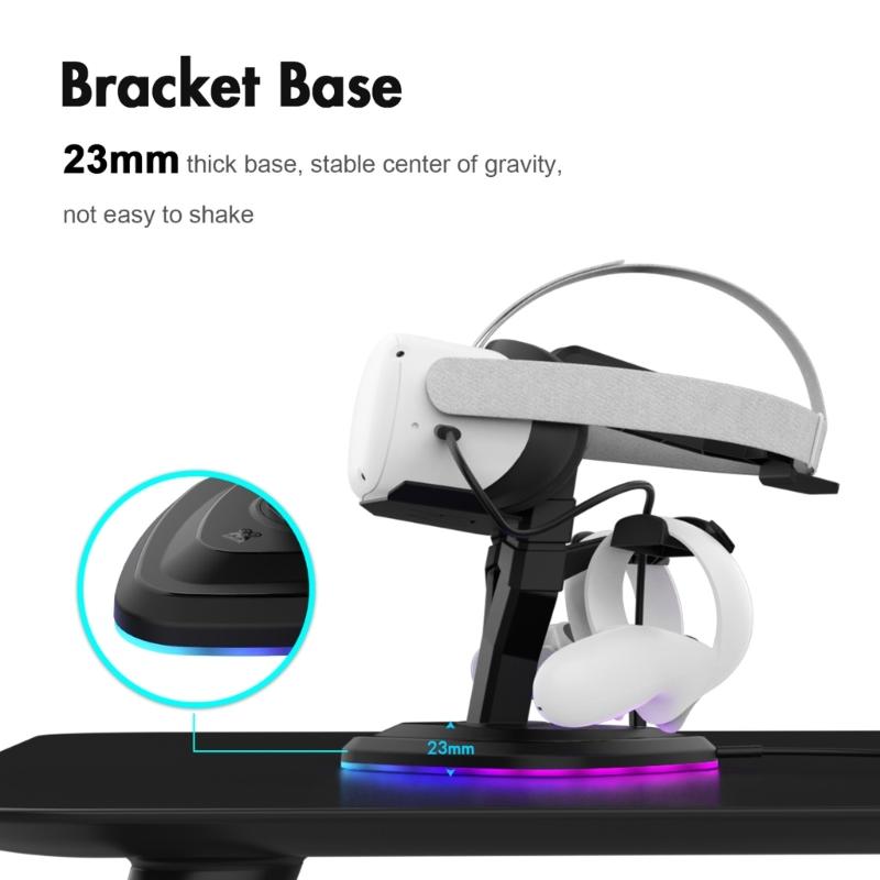 Charging Dock Station for Quest2 / 3 Charger Bracket Base VR Glasses Display Stand Headset Display + Led Lamp
