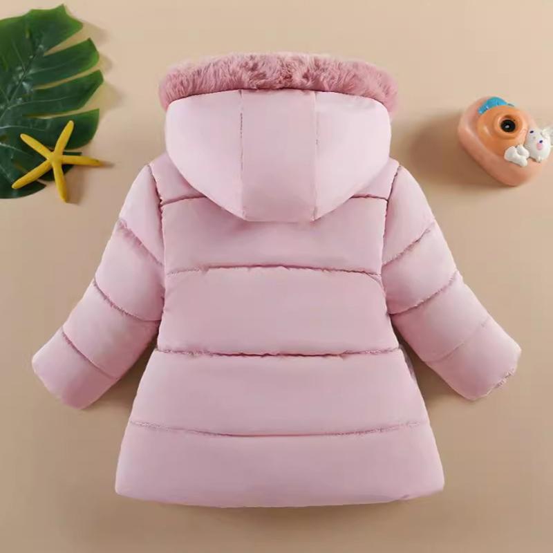 Толстая теплая куртка для девочек с рисунком кролика, верхняя одежда для детей, зимняя мода, плюшевые куртки с капюшоном для девочек на день рождения
