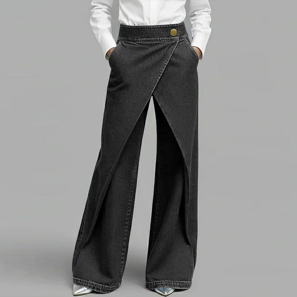 Женские Цветные Весенние Модные Джинсовые Брюки с Карманными Пуговицами