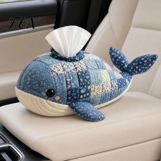 Soft Fabric Tissue Case DIY Box, Top Opening Cover, Marine Animal Theme Clownfish Box Dispenser, Multipurpose Patchwork Designs Sewing Kit,
