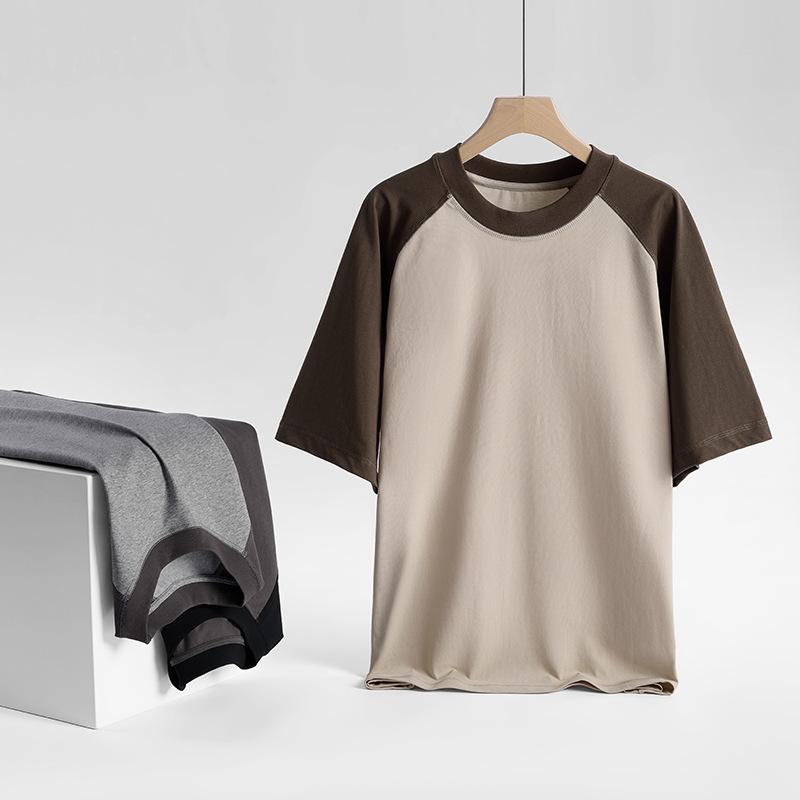 Крутая мужская футболка с рукавом реглан, свободная футболка с коротким рукавом, мужская летняя контрастного цвета с ощущением льда, с коротким рукавом, холодное лето