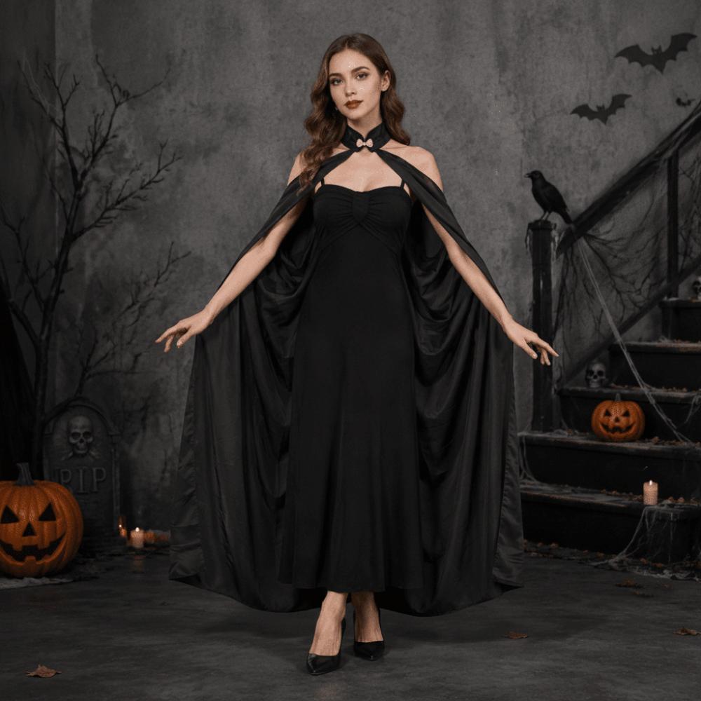 Goth Hallowmas Cloak Chiffon Neck Cape Shawl Casual Light Coat Robe Party