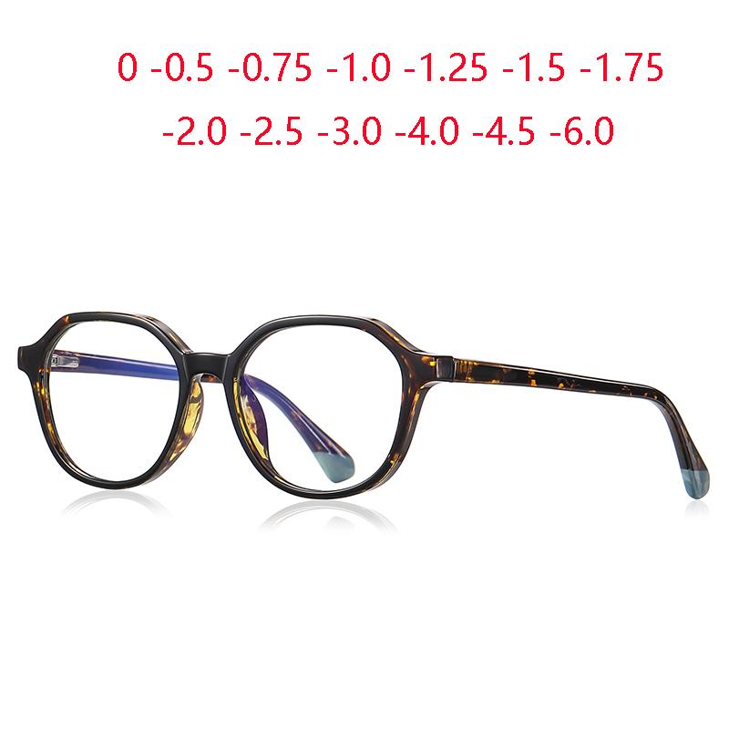 Leopard Frame Oval Prescription Glasses For The Nearsighted Teenage Students Myopia Glasses Finished 0 -0.5 -0.75 To -6.0