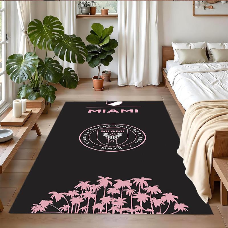 Anti‑Slip Crystal Velvet Floor Rug, Inter Miami Cf Design Carpet for Indoor Living Bedroom Home Decoration