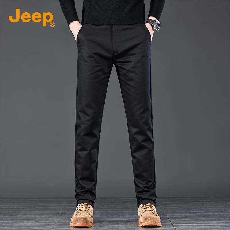JEEP Men's Lyocell Blend Straight-Fit Casual Trousers