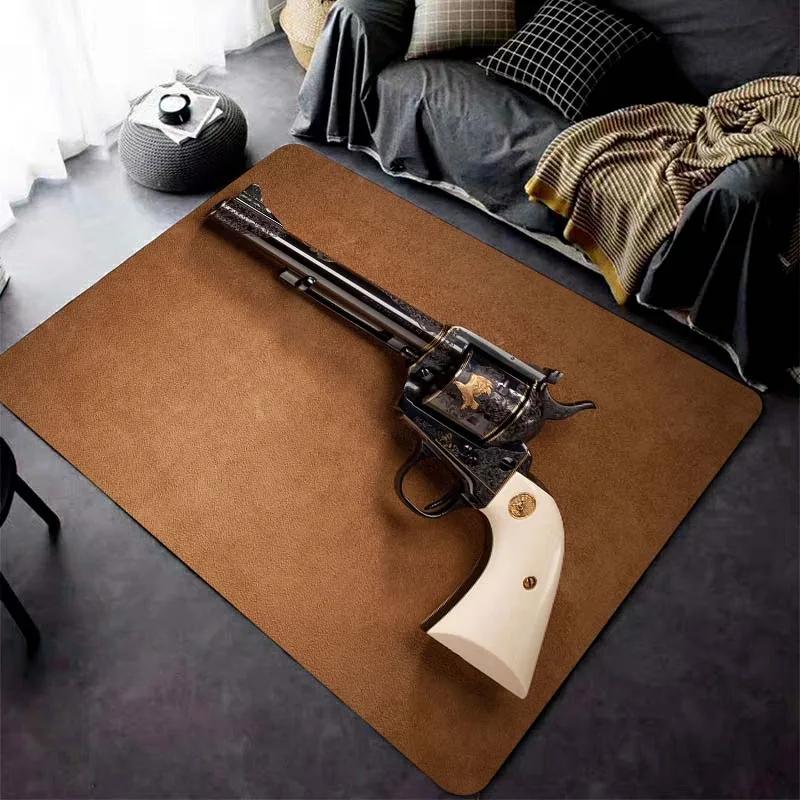 Ковер с рисунком револьвера для гостиной, игровые коврики, мягкий напольный ковер, мультяшные коврики, коврик для ванной, коврик для йоги, домашний декор
