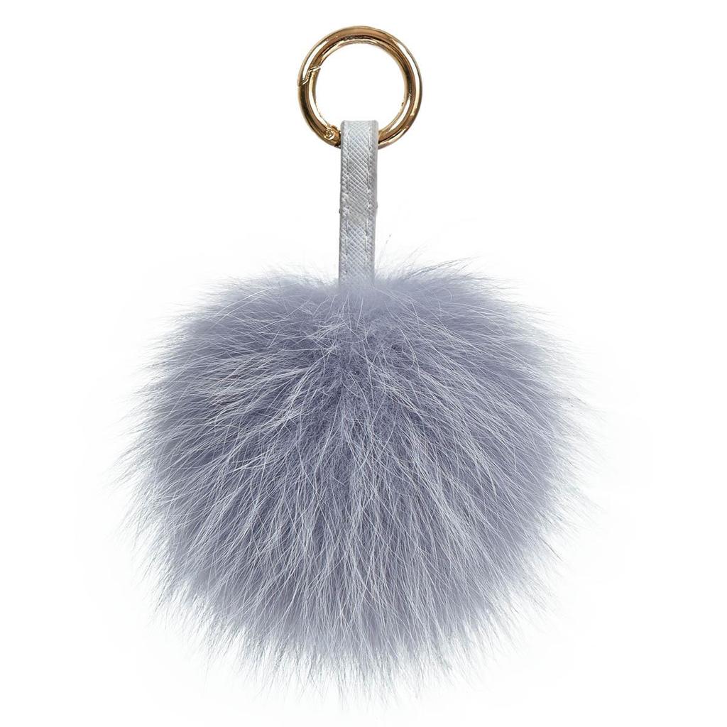 SOMALER Real Fox Raccoon Fur PomPom Keychains Metal Key Ring Recoration for Women Girls