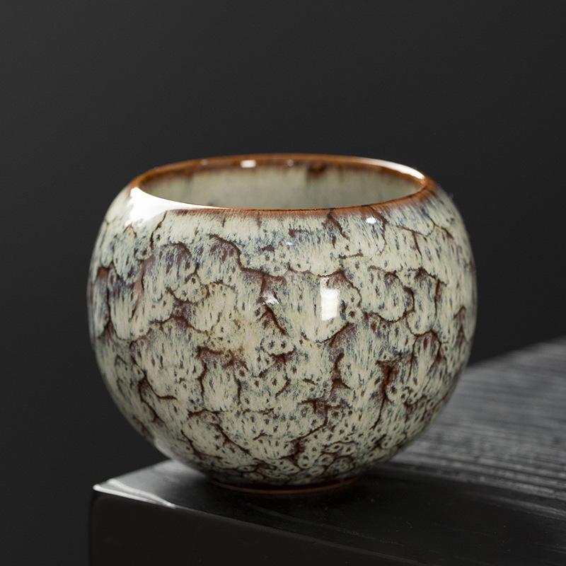 Kiln change teacup master cup ceramic master cup Tianmu glaze dragon egg kung fu tea cup with hand gift tea cup