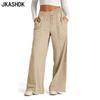 Women's Fashion Casual Solid Color Print High Waist Trousers Pants & Capris