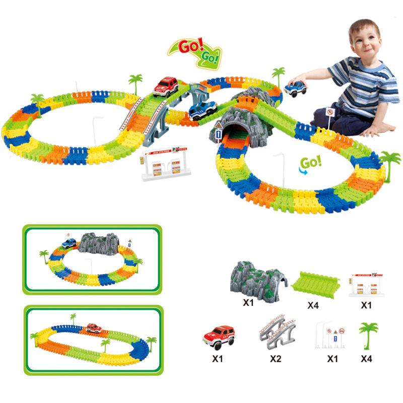 Children's DIY Electric Racing Car & LED Train Educational Toy Set