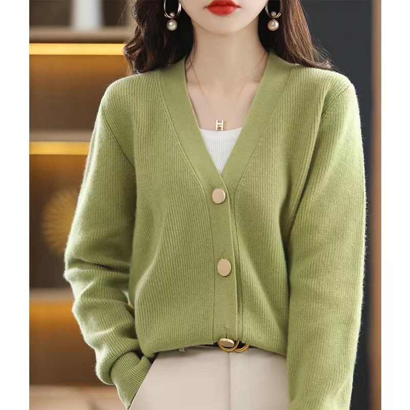 Кардиган-свитер женский, осень-зима 2022, новое свободное женское пальто с v-образным вырезом и длинными рукавами