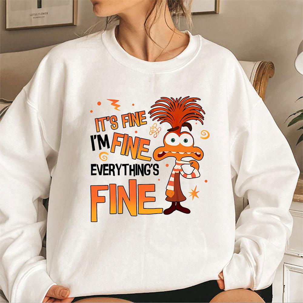 Тревога изнутри 2 Толстовка Everything Is Fine Тревога изнутри Эмоции Футболка Ретро Психическое здоровье Толстовки Подарок фанатам