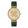 Authorized Retailer OLIVIA BURTON Women's Signature 36mm Dogwood T-Bar Watch with Light Gold and Green Leather Strap (ob24000092)