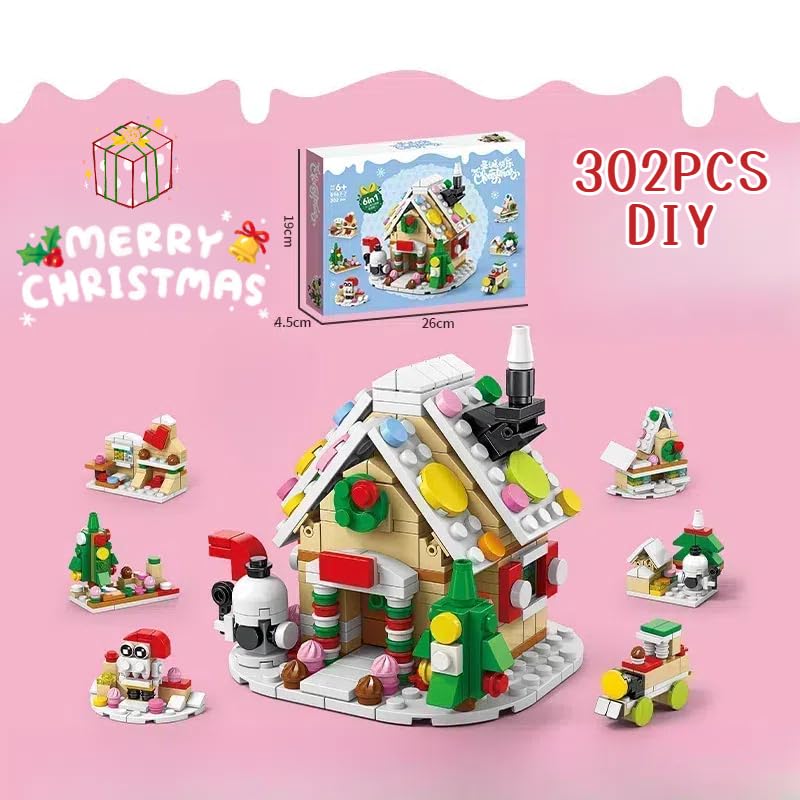 Рождественский НОВЫЙ 302 шт. Сборные блоки DIY Рождественская тематическая хижина машина Санта-Клаус Рождественская елка 6 в 1 Блок-комплект Украшение Модель Игрушка Мальчики Девочки Подарок