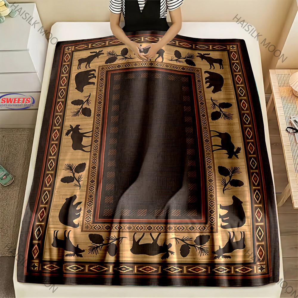 American Country Animal Print Blanket Warm Soft and Comfortable Home Travel Blanket Sofa Bedding Cover Blankets Gift for Friends