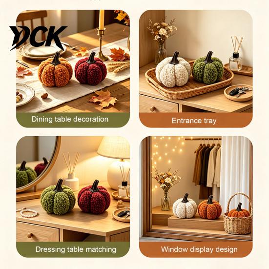 Halloween Home Decoration Mini Plush Artificial Pumpkin Decoration, Fall 3D Stuffed Autumn Harvest Table Centerpiece Ornament for Thanksgiving