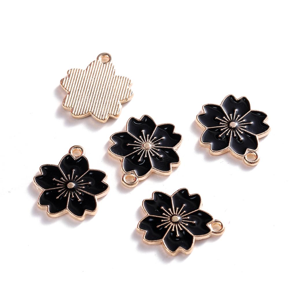 10Pcs/lot Mix Style Colorful Flower Pendants Enamel Metal Necklace Bracelet Charms For DIY Jewelry Making Supplies Accessories