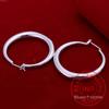 Korean Diameter 34mm Big Solid Circles Hoop Earrings For Women  925 Sterling Silver Brincos De Prata Fine Jewelry For Female