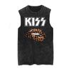 American Vintage Washed Cotton Kiss Band Men Women New Loose Vest Retro Fashion Trend Sleeveless T-shirt Tank Tops