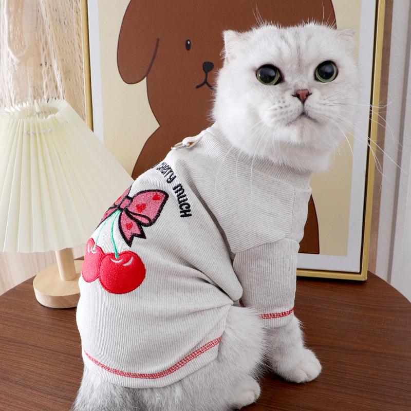 Direct supply cat clothes turtleneck kitten cat clothes spring and autumn soft and comfortable breathable two-legged clothes casual home