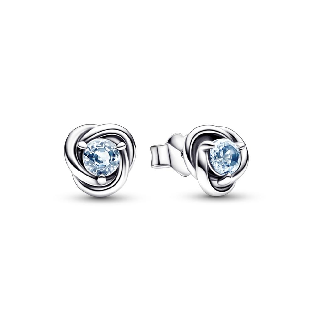 Pandora Sea Aqua Blue Eternity Circle Stud Earrings (March)_292334C09