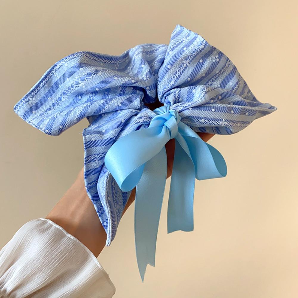 Elastic Plaid Silk Ribbon Scrunchies Korean Style Large Intestine Hair Ring Daily