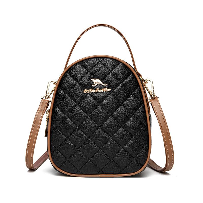 Emgrand Kangaroo Soft Leather Embroidery Thread Small Bag Three-layer Women's Bag 2025 New Versatile Mobile Phone Bag Mini Messenger Bag