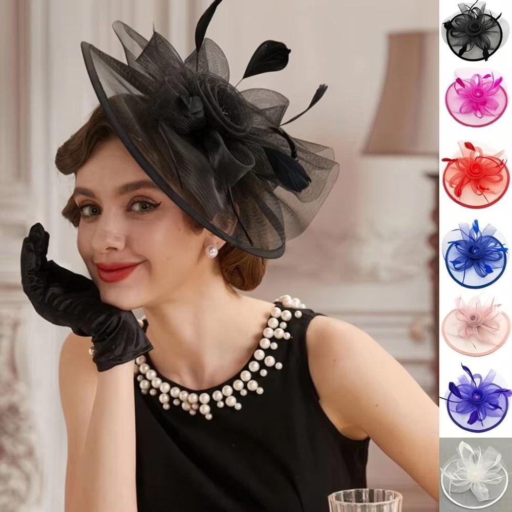 Exquisite Feather Fascinator Hat Elegant Tea Party Hat Fashion Bride Headdress Dance Show