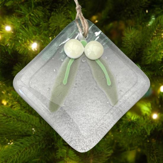 Sparkling Glass Christmas Tree Decoration Small Bird/Plants Design Create Atmosphere with Hanging Rope Window Pendant