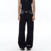 Mens Black Washed Slim Fit Straight Leg Jeans With Slight Flare Lightweight Denim Pants Casual Streetwear