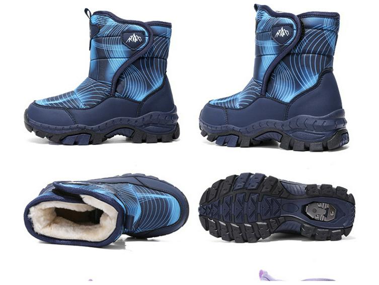 Детские зимние ботинки с высоким голенищем и флисовой подкладкой: Зимние ботинки с нескользящими стальными когтями для мальчиков и девочек