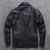Long Jacket Men Genuine Leather Wind Coat Classic Black Plus Size Cowhide Jacket Casual Leather Cloth