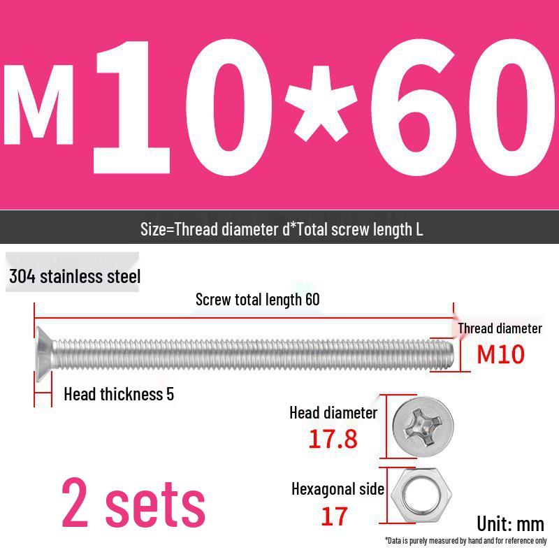 Набор Extra Long Phillips Flat Head Винтов и Гаек из Нержавеющей Стали 304 (2М, 3М, 4М)