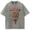 Cartoon Color Owl Print Ladies T-Shirt Loose Wash Oversized Crew Neck Short Sleeve Student Casual Simple Tee
