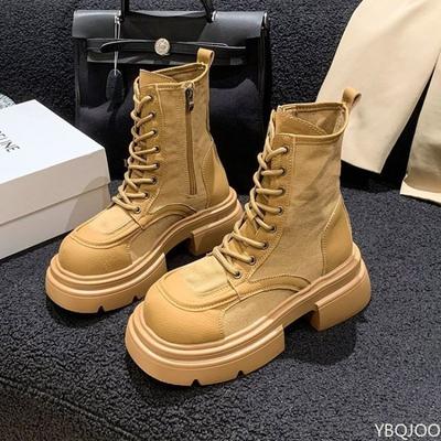 Женские осенние ботинки в стиле ретро на толстой подошве, новый стиль, простые, удобные, на толстом каблуке, универсальные, для повседневной носки