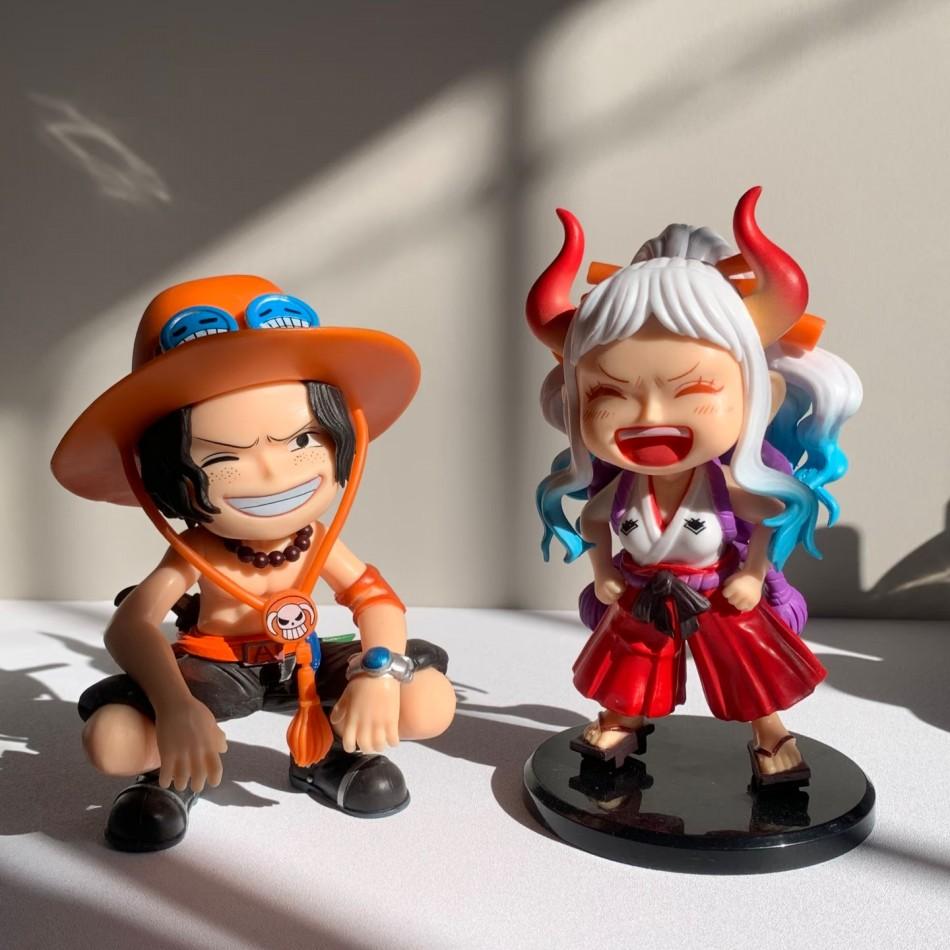 1-2Pcs One Piece Anime Figure Doll Portgas D Ace Yamato Q Version Model Decor Peripheral Ornament Children Charm Gifts Toys