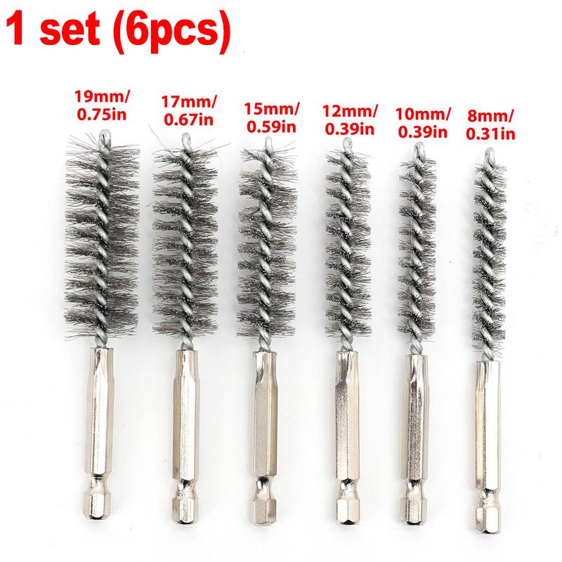 Hex Shank Stainless Steel Bore Brush Drill Bit Cleaning Rust Removal Brush Set Twisted Wire Brushes for Power Drill Cleaning