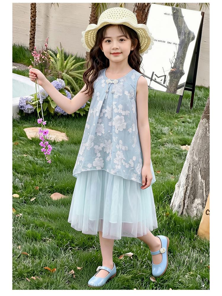Girls' Summer Vacation Two-Piece Dress