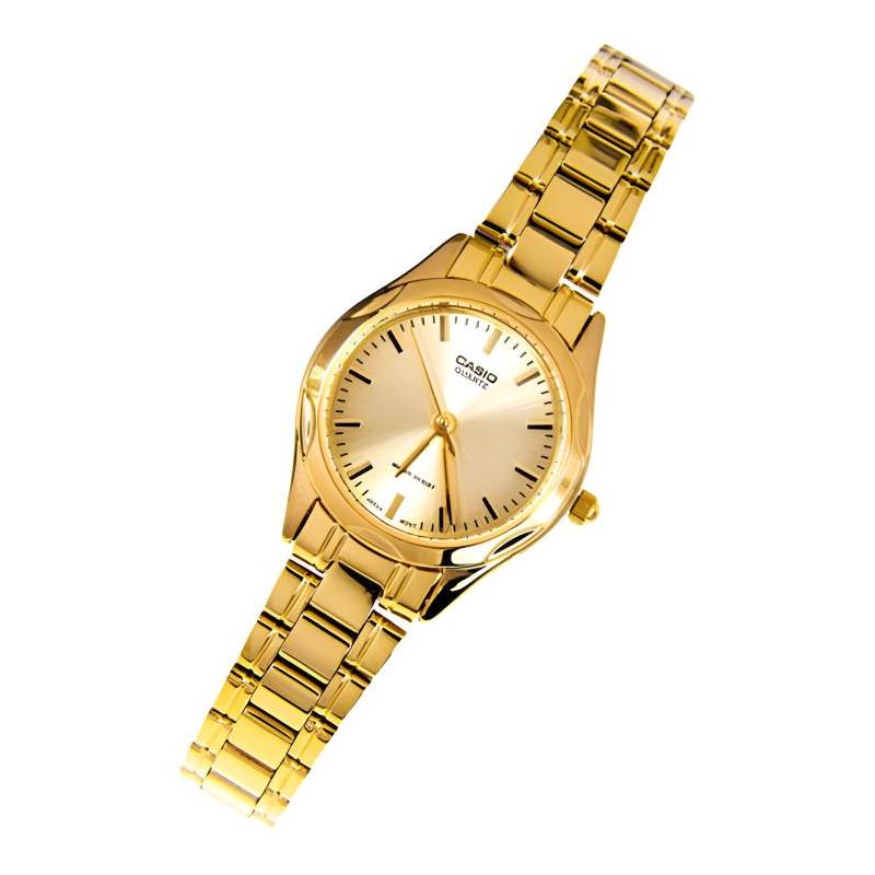 Casio Серия STANDARD Серия Retro Pointer Кварцевый механизм Ремешок из нержавеющей стали Японские и корейские часы Женские часы Золотой циферблат LTP-1275G-9A