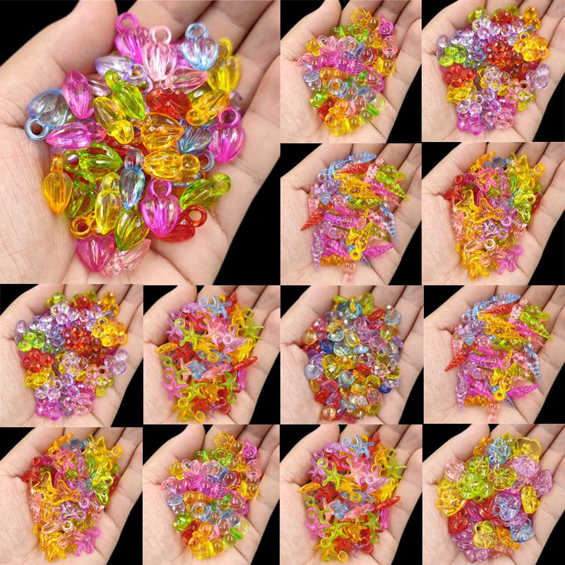 Creative Mixed Colours Necklace Bracelet Pendant For Jewelry Making Transparent DIY Crafts Wholesale Loose Beads 20/40Pcs Drop Heart Arrow